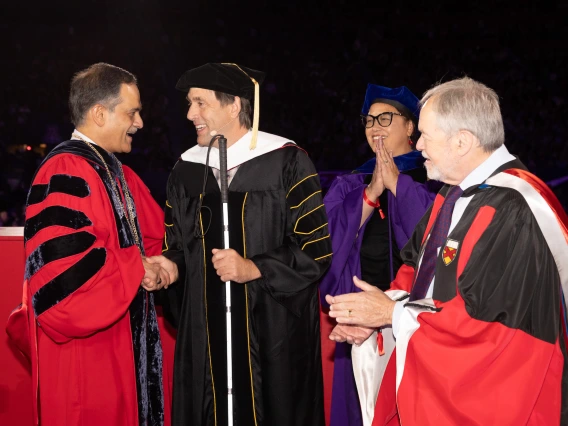 Erik Weihenmayer receiving honorary degree