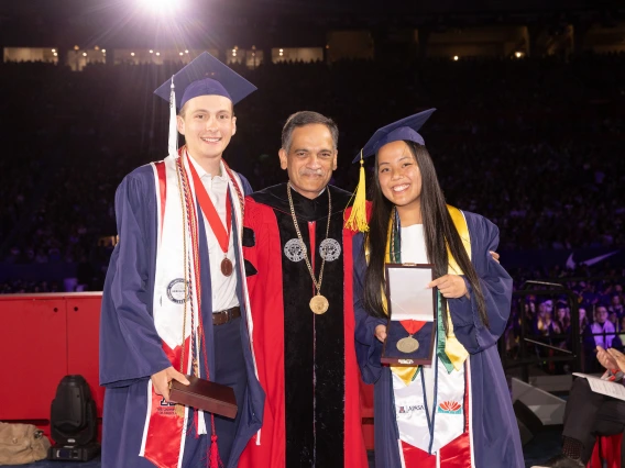 Nathaniel and Katie with President Garimella