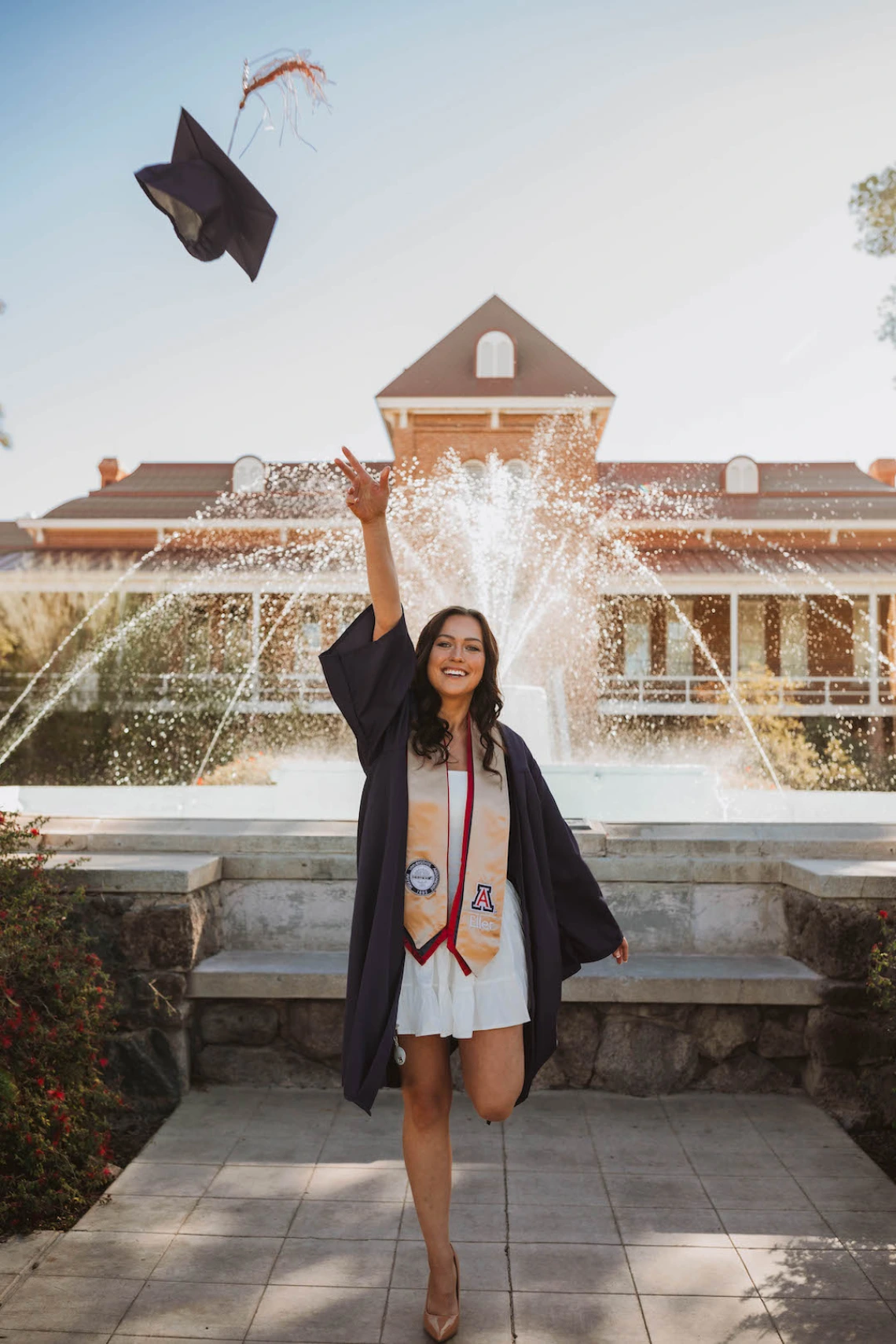 Grad by fountain